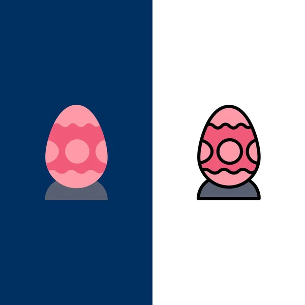 Dekoration, påsk, påskägg, ägg ikoner. Plan och linje fylld — Stock vektor