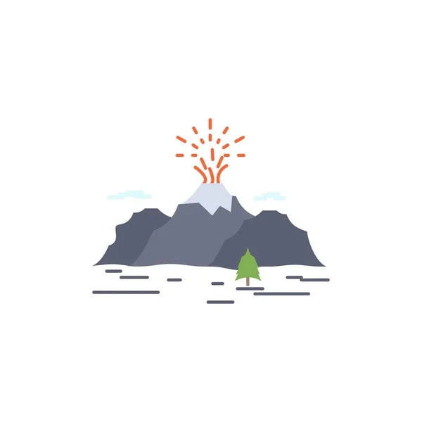Nature, colline, paysage, montagne, souffle Flat Color Icon Vector — Image vectorielle