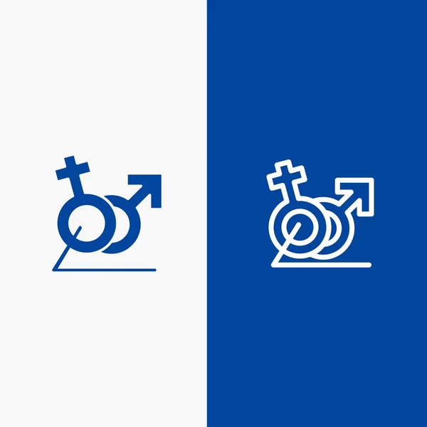 Hommes, Femmes, Signe, Gander, Identité Ligne et Glyphe Icône solide Blu — Image vectorielle