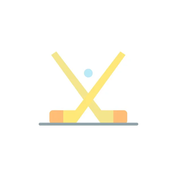 Emblème, hockey, glace, bâton, bâtons Icône de couleur plate. Icône vectorielle — Image vectorielle