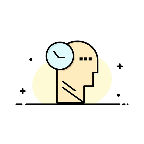 Zeit, Geist, Gedanken, Kopf Business-Logo-Vorlage. flache Farbe — Stockvektor