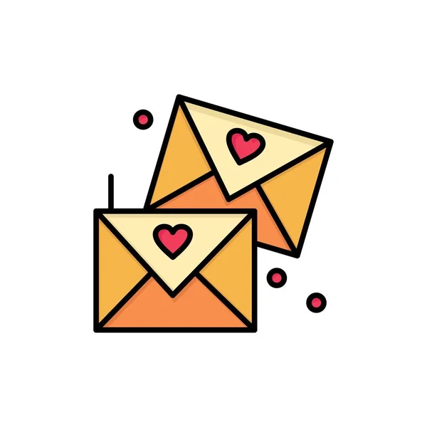 Email, Amor, Gafas, Icono de Color Plano de Boda. Vector icono bann — Archivo Imágenes Vectoriales