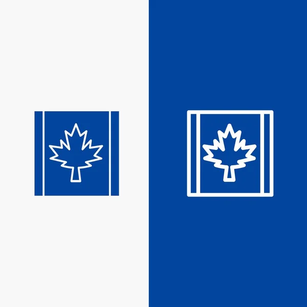 Kanada, flagga, Leaf Line och Glyph solid Icon blå banner linje an — Stock vektor