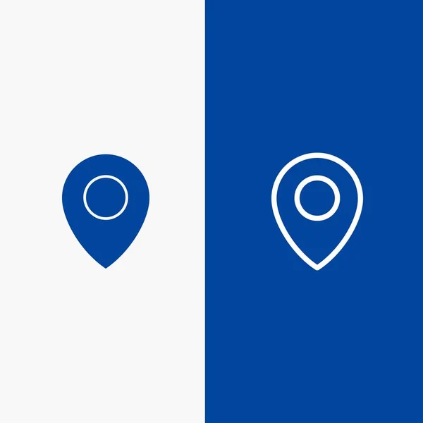 Lo0cation, Map, Pin Line en Glyph Solid icon Blauwe banner Line a — Stockvector