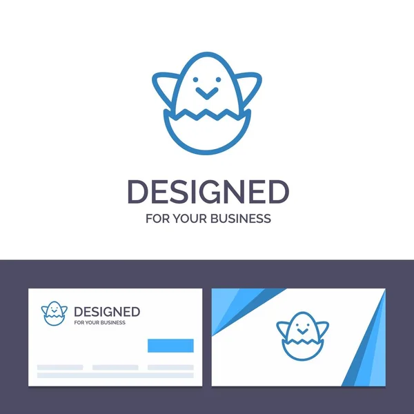 Δημιουργική επαγγελματική κάρτα και λογότυπο πρότυπο Πάσχα, αυγό, άνοιξη — Διανυσματικό Αρχείο