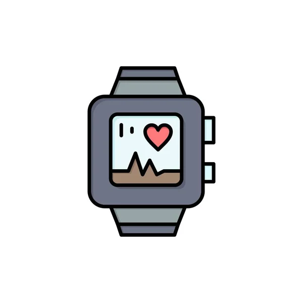 Hand horloge, horloge, liefde, hart platte kleur pictogram. Vector icoon verbod — Stockvector