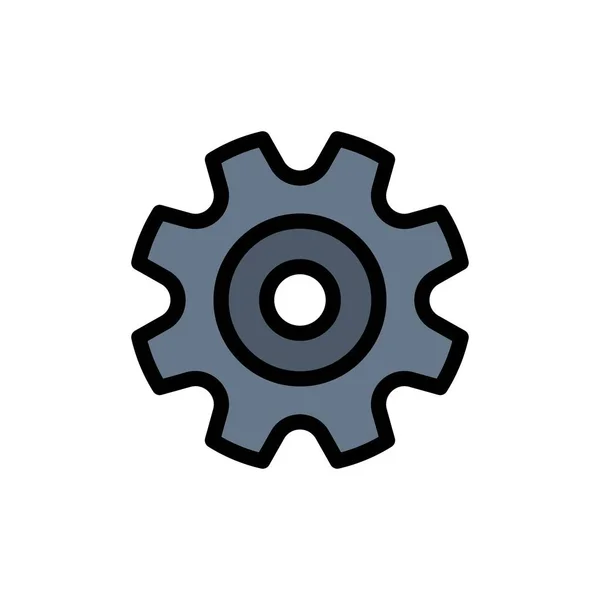 Cogs, engranaje, ajuste, icono de color plano de la rueda. Banner de icono de vector — Archivo Imágenes Vectoriales