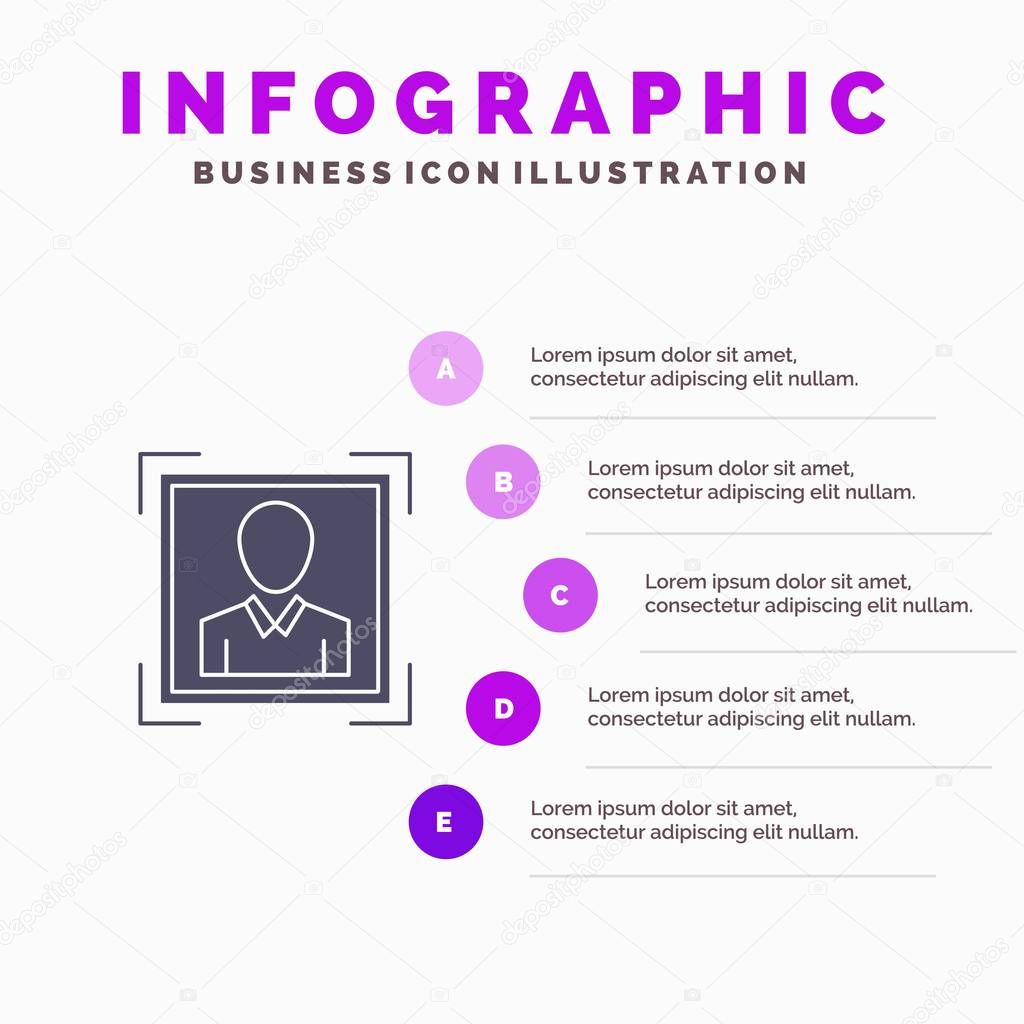 User, User ID, Id, Profile Image Solid Icon Infographics 5 Steps