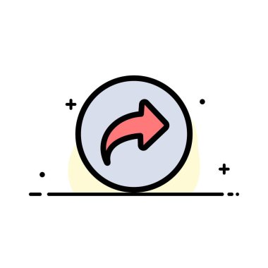 Temel, Ok, Sağ, Ui İş Düz Çizgi Dolu Simge Vektör B