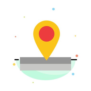 Harita, Konum, Yer Soyut Düz Renk Simgesi Şablonu