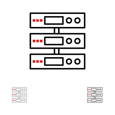 Sunucu, Veri, Depolama, Bulut, Dosyalar Kalın ve ince siyah çizgi ico