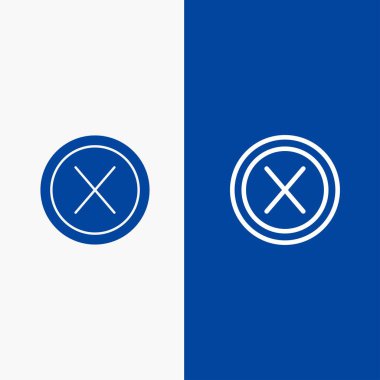 Close, Cross, Interface, No, User Line ve Glyph Solid simgesi Mavi