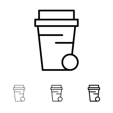 Cam, Çorba, Temizleme Kalın ve ince siyah çizgi simge seti