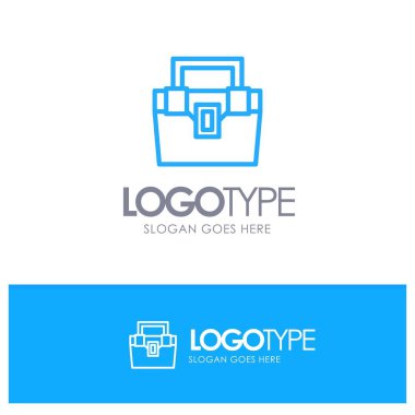 Çanta, Kutu, İnşaat, Malzeme, Toolkit Mavi Anahat Logo Plac