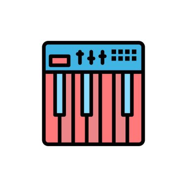 Denetleyici, Donanım, Klavye, Midi, Müzik Düz Renk Simgesi. Ve