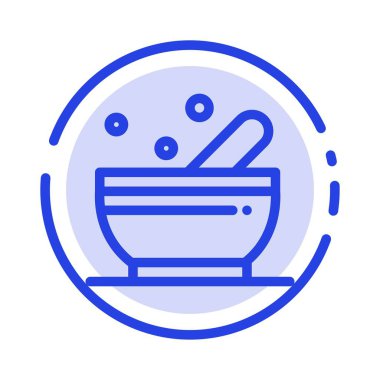 Kase, Çorba, Bilim Mavi Noktalı Çizgi Hattı Simgesi
