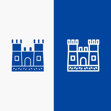 Plaj, Kale, Kum Kale Hattı ve Glyph Katı simgesi Mavi afiş