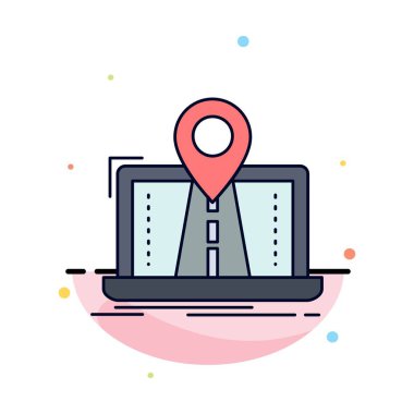 Navigasyon, Harita, Sistem, Gps, Rota Düz Renk Simgesi Vektör