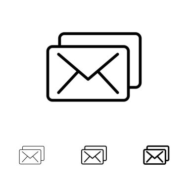 İş, Posta, İleti Kalın ve ince siyah çizgi simgesi kümesi