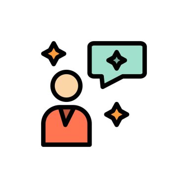 Adam sohbet, sohbet, arayüz düz renk simgesi. Vektör simgesi bann