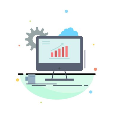 Analitik, grafik, seo, web, Düz Renk Simgesi VektörA Ayar