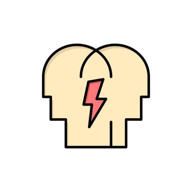 Çatışma, in, insanlar, zihin düz renk simgesi. Vektör simgesi afiş 