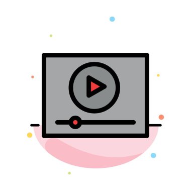 Video, Play, Online, Pazarlama Soyut Düz Renk Simge Şablonu