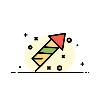 Havai fişek, Yangın, Paskalya, Gün İş Düz Hat Dolu Simge Vect