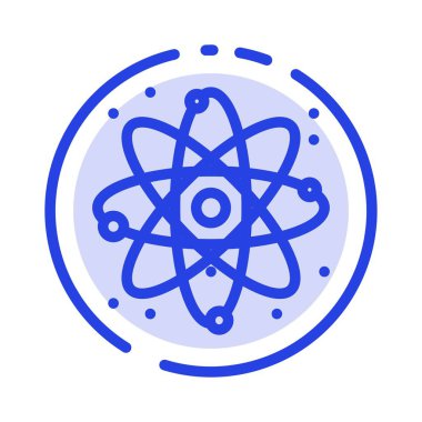 Atom, enerji, güç, laboratuar mavi noktalı çizgi çizgisi simgesi