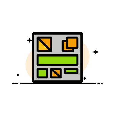 Tasarım, mockup, Web Iş düz çizgi dolu simge vektör banne