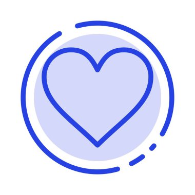 Kalp, Aşk, Beğen, Twitter Mavi Noktalı Çizgi Hattı Simgesi