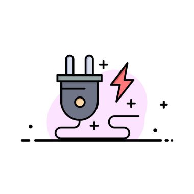 Enerji, Fiş, Güç, Doğa İş Düz Hat Dolgulu Simge Vektör