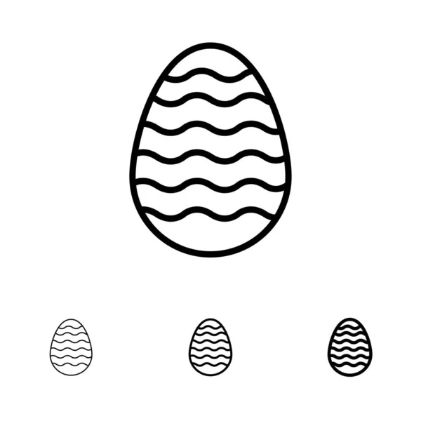 装饰， 复活节， 复活节彩蛋， 鸡蛋大胆和细黑线 ico — 图库矢量图片