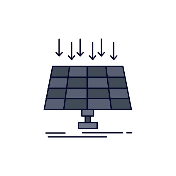 Solar, Panel, Energie, Technologie, Smart City flache Farbe Symbol vec — Stockvektor