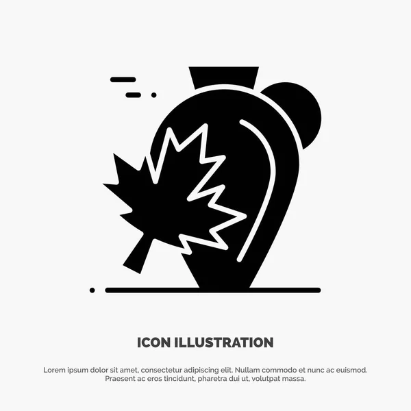 Kruka, höst, Kanada, löv, lönn solid Glyph Icon vektor — Stock vektor