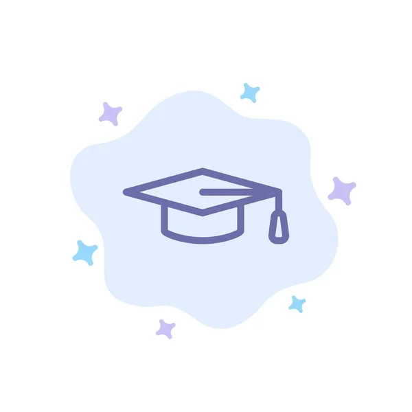 Akademisk, utbildning, examen hatt Blå ikon på abstrakt moln — Stock vektor