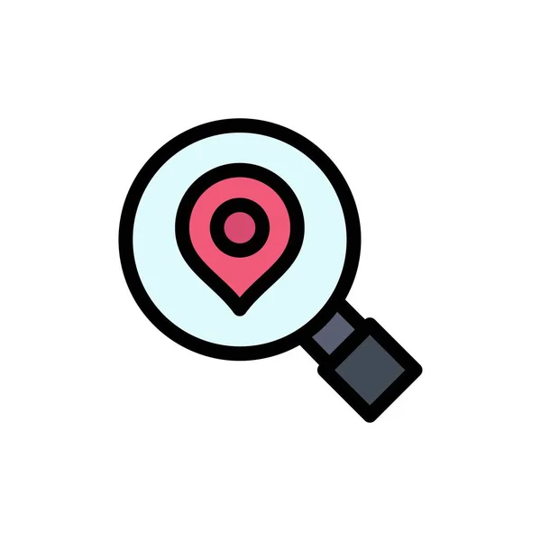 Research, Search, Map, Location  Flat Color Icon. Vector icon ba — Stock Vector