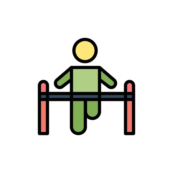 Bewegung, Fitness, Gymnastik, Gesundheit, Mann flache Farbe Symbol. Vektor i — Stockvektor