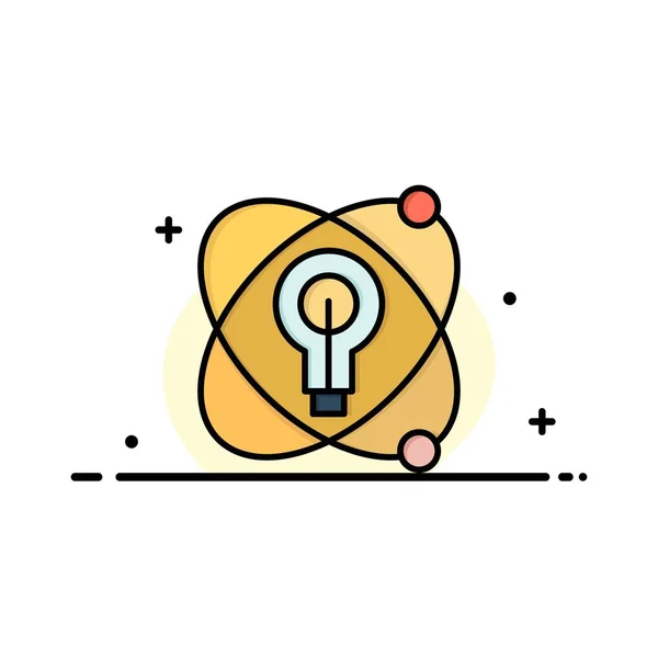 Atomo, Istruzione, Nucleare, Lampadina Business Logo Template. Colo piatto — Vettoriale Stock