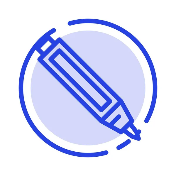 Education, Pen, Pencil Blue Dotted Line Line Icon — Stock Vector