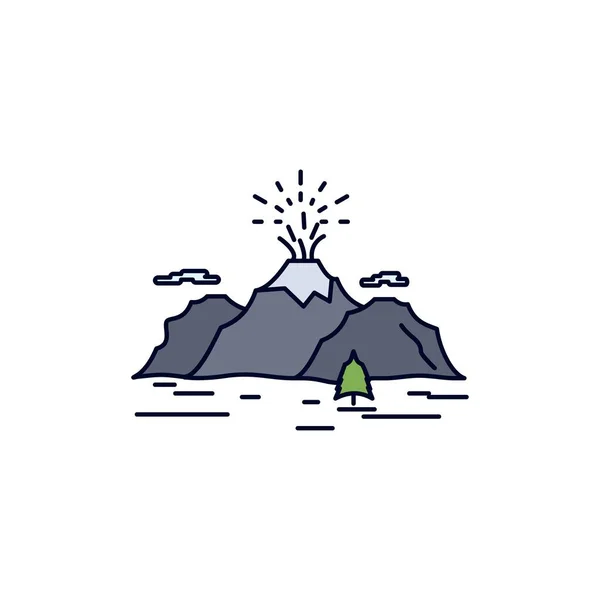 Nature, hill, landscape, mountain, blast Flat Color Icon Vector — Stock Vector