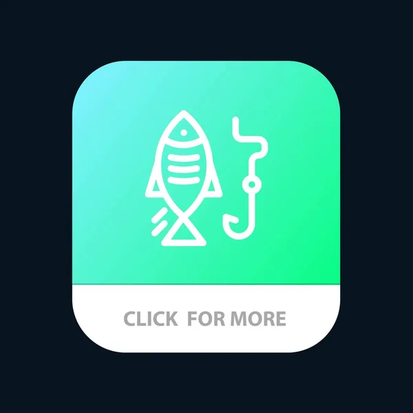 Balıkçılık, Balık, Kanca, Avcılık Mobil Uygulama Düğmesi. Android ve Ios — Stok Vektör