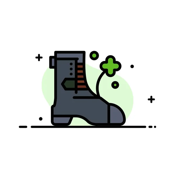 Sapatos, Bota, Irlanda Business Flat Line Filled Icon Vector Bann — Vetor de Stock