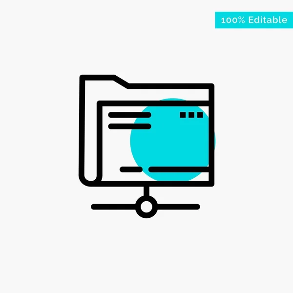 Carpeta, Datos, Servidor, Almacenamiento turquesa punto de círculo resaltado V — Archivo Imágenes Vectoriales