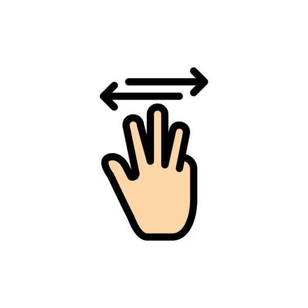 Mano, Cursor de mano, Arriba, Izquierda, Icono de color plano derecho. Icono del vector — Vector de stock