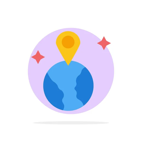 Mundo, Mapa, Ubicación Círculo Abstracto Fondo Color plano Icono — Vector de stock