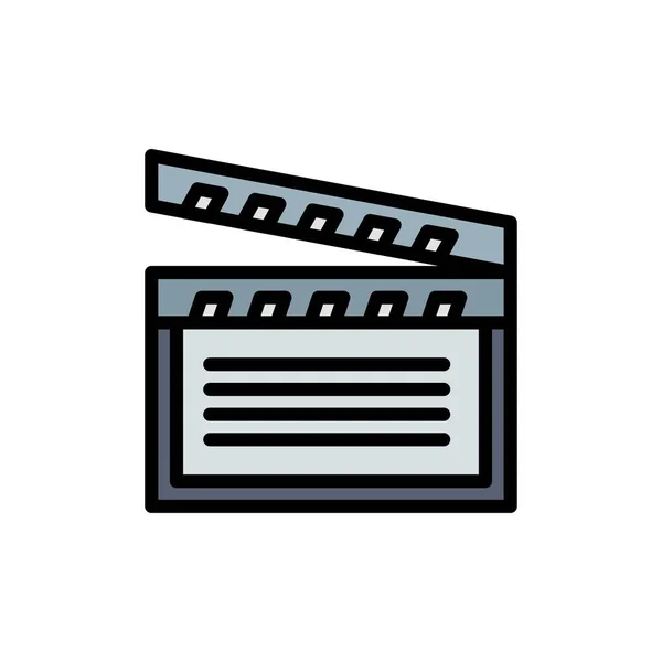 Américain, Films, Vidéo, Usa Flat Color Icon. Icône vectorielle banne — Image vectorielle