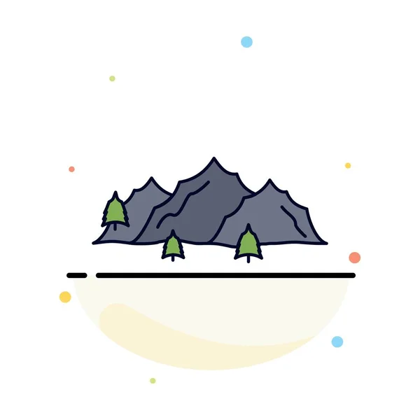 Góra, krajobraz, wzgórze, natura, drzewo płaski kolor ikona wektor — Wektor stockowy