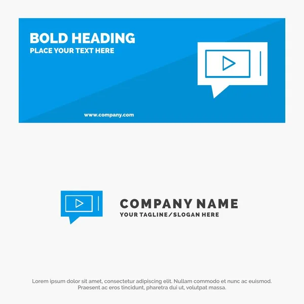 Chat, Live, Video, Service Solid Icon Website Banner y Busines — Vector de stock