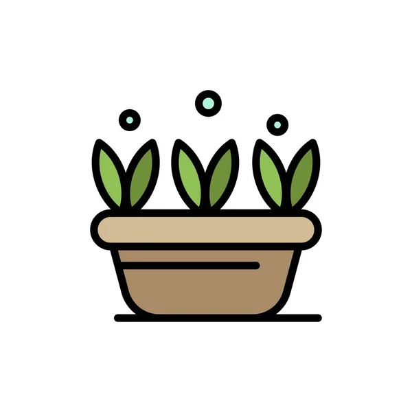 Croissance, feuille, plante, printemps Icône de couleur plate. Bannière d'icône vectorielle — Image vectorielle